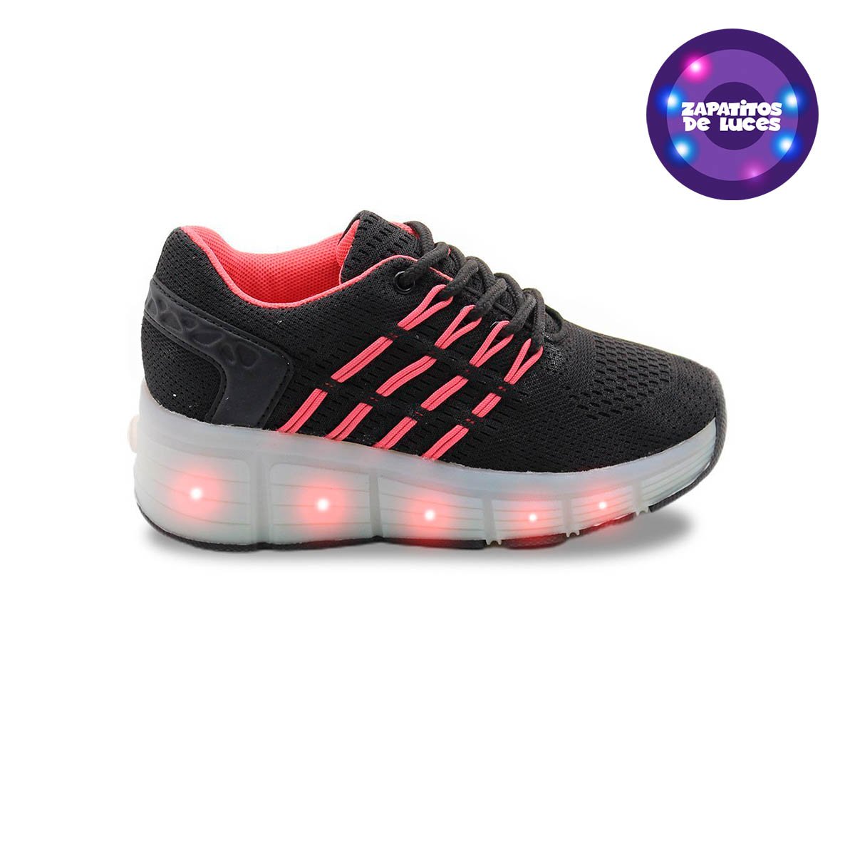 Tenis Gloryrol con luces negro para Niñas
