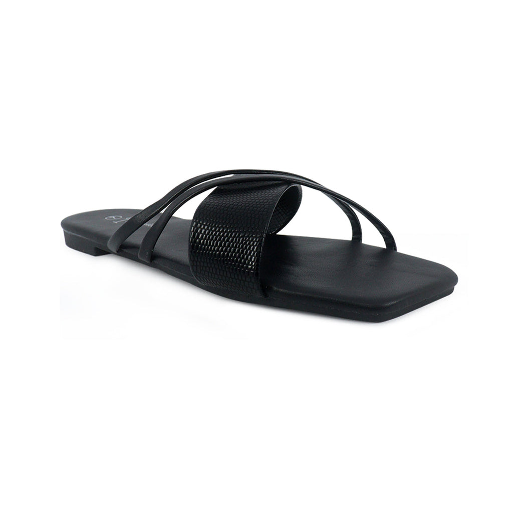 Sandalias flats Karina negro para Mujer
