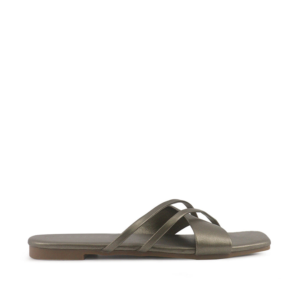 Sandalias flats Karina dorado para Mujer