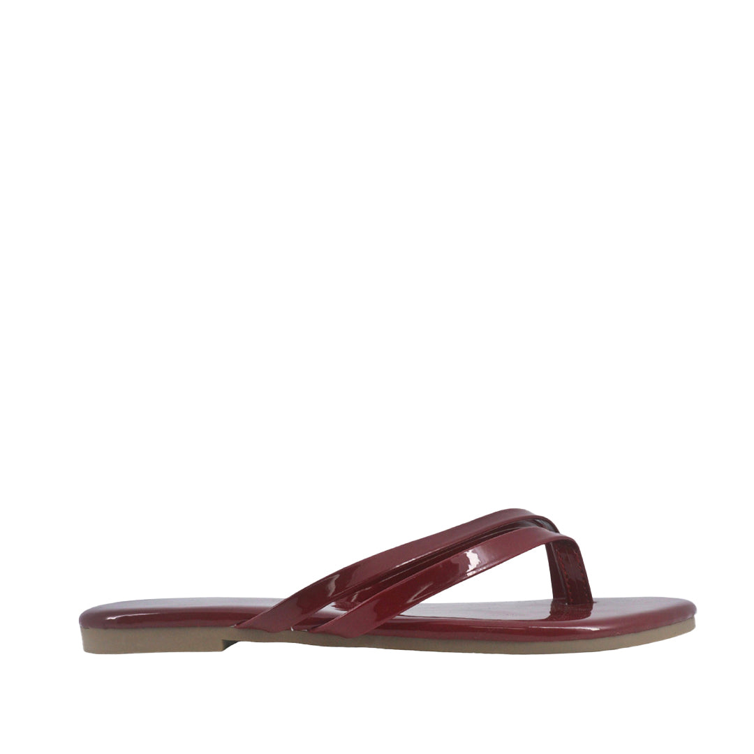 Sandalias flats Karen burgundy para Mujer
