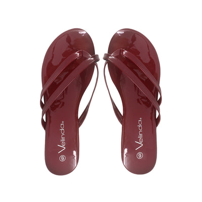 Sandalias flats Karen burgundy para Mujer