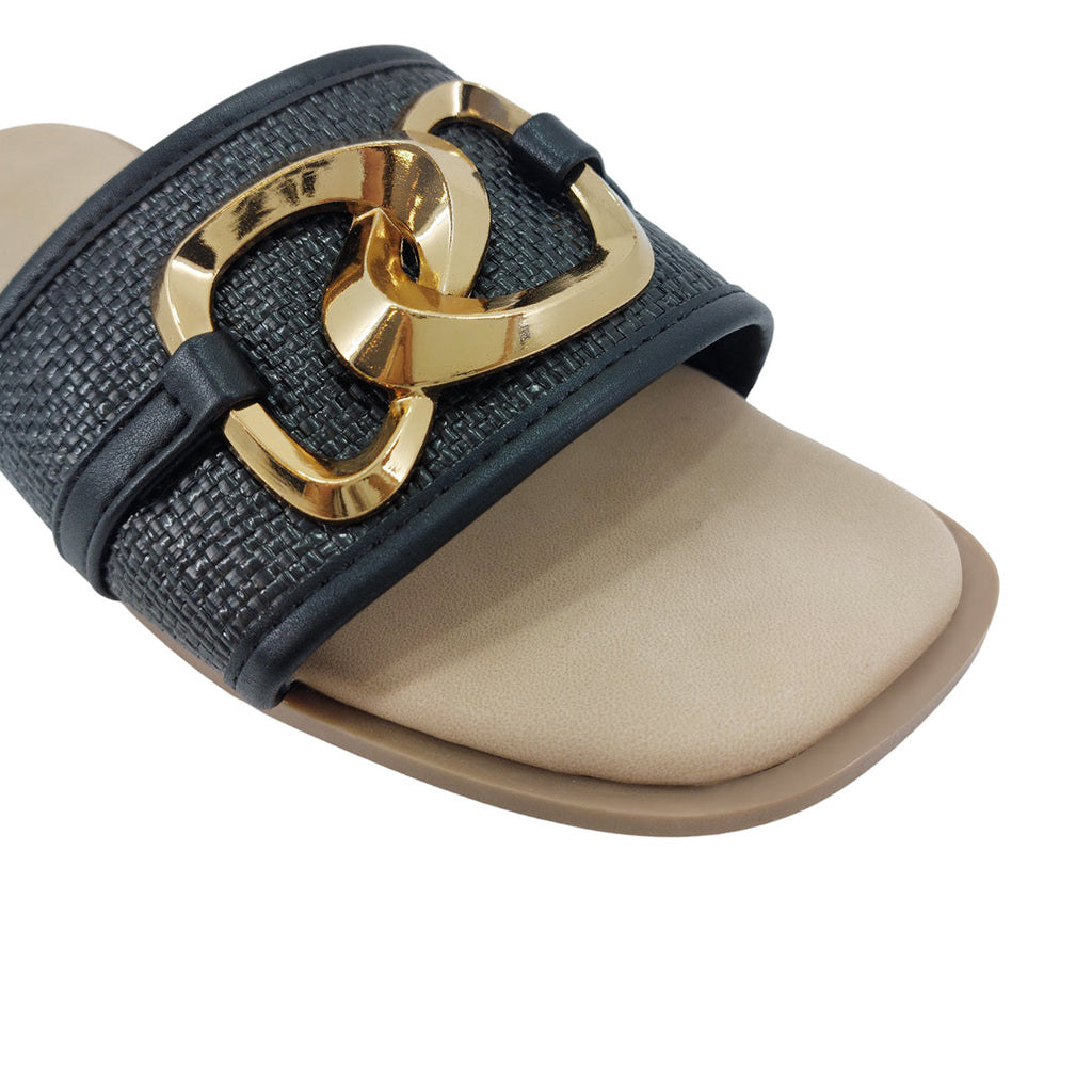 Sandalias flats Gio negro para mujer