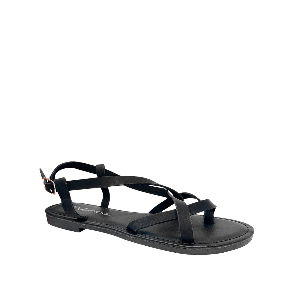 Sandalias flats Romina negro para mujer