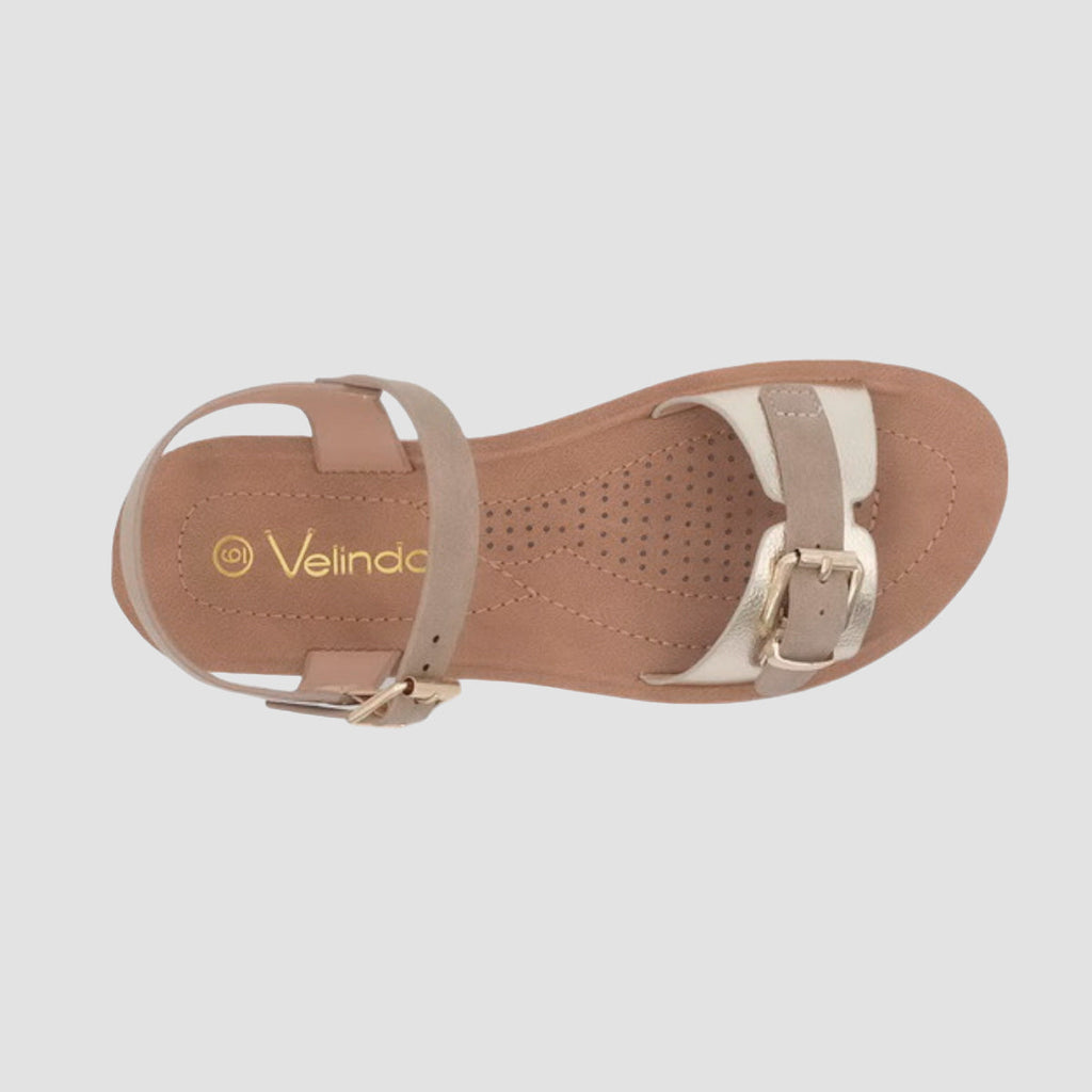 Sandalias flats Mary dorado para mujer