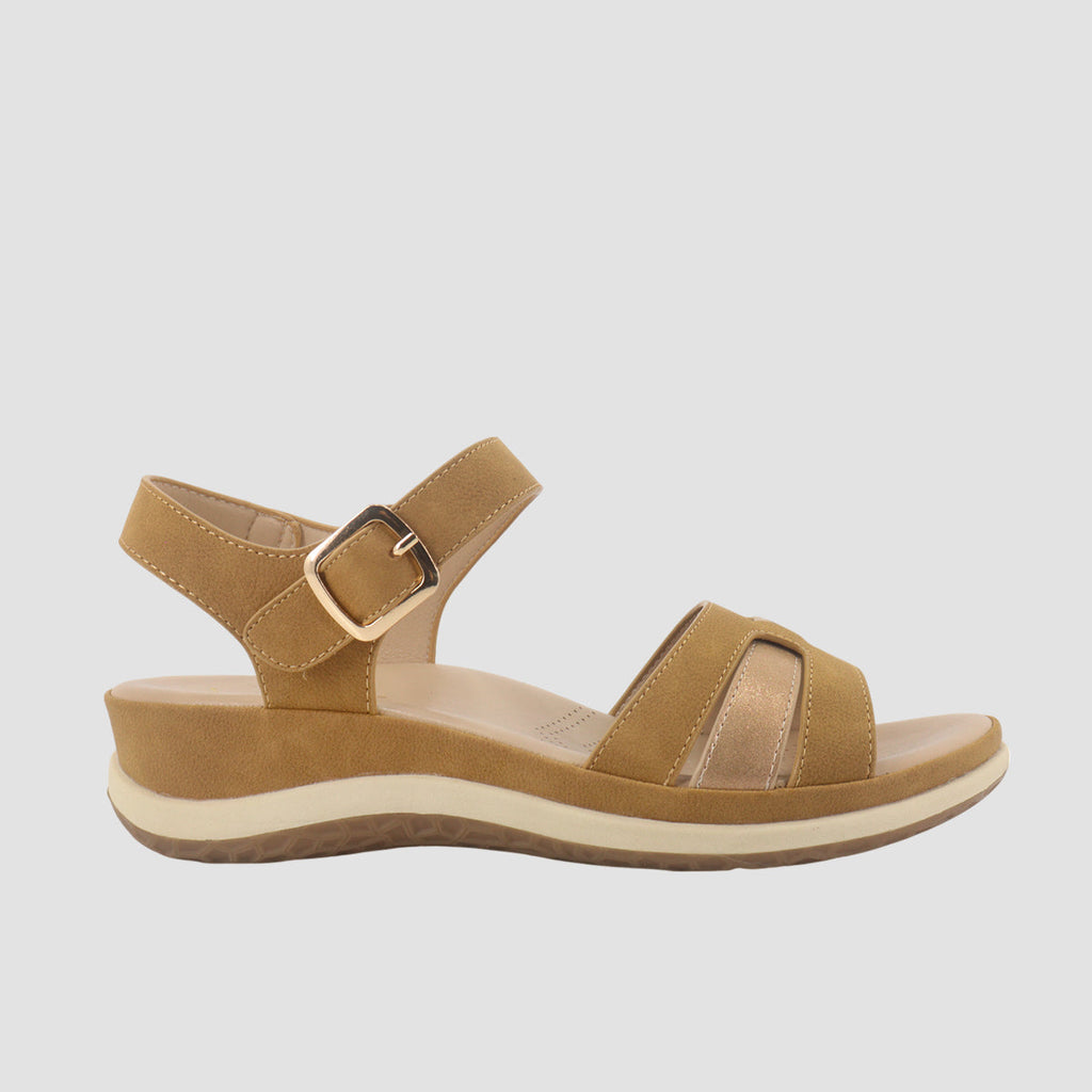 Sandalias flats Martha tan