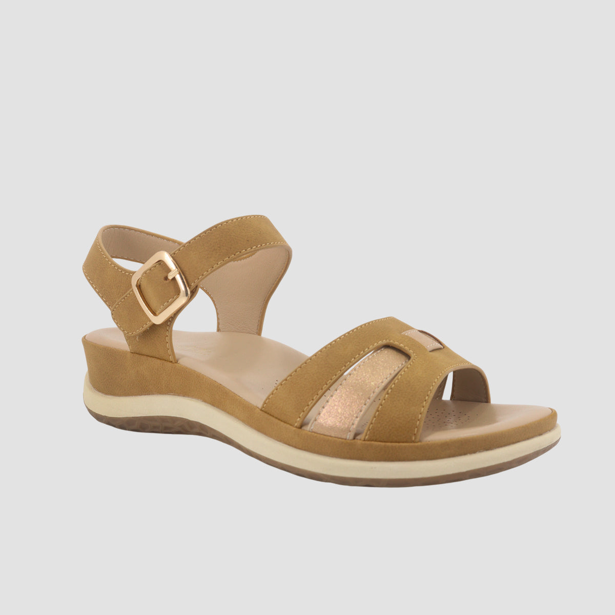 Sandalias flats Martha tan
