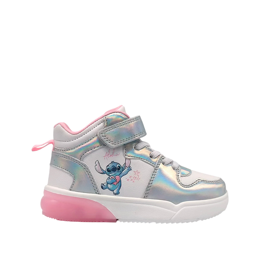 Sneakers tipo botín Stitch para niña color blanco