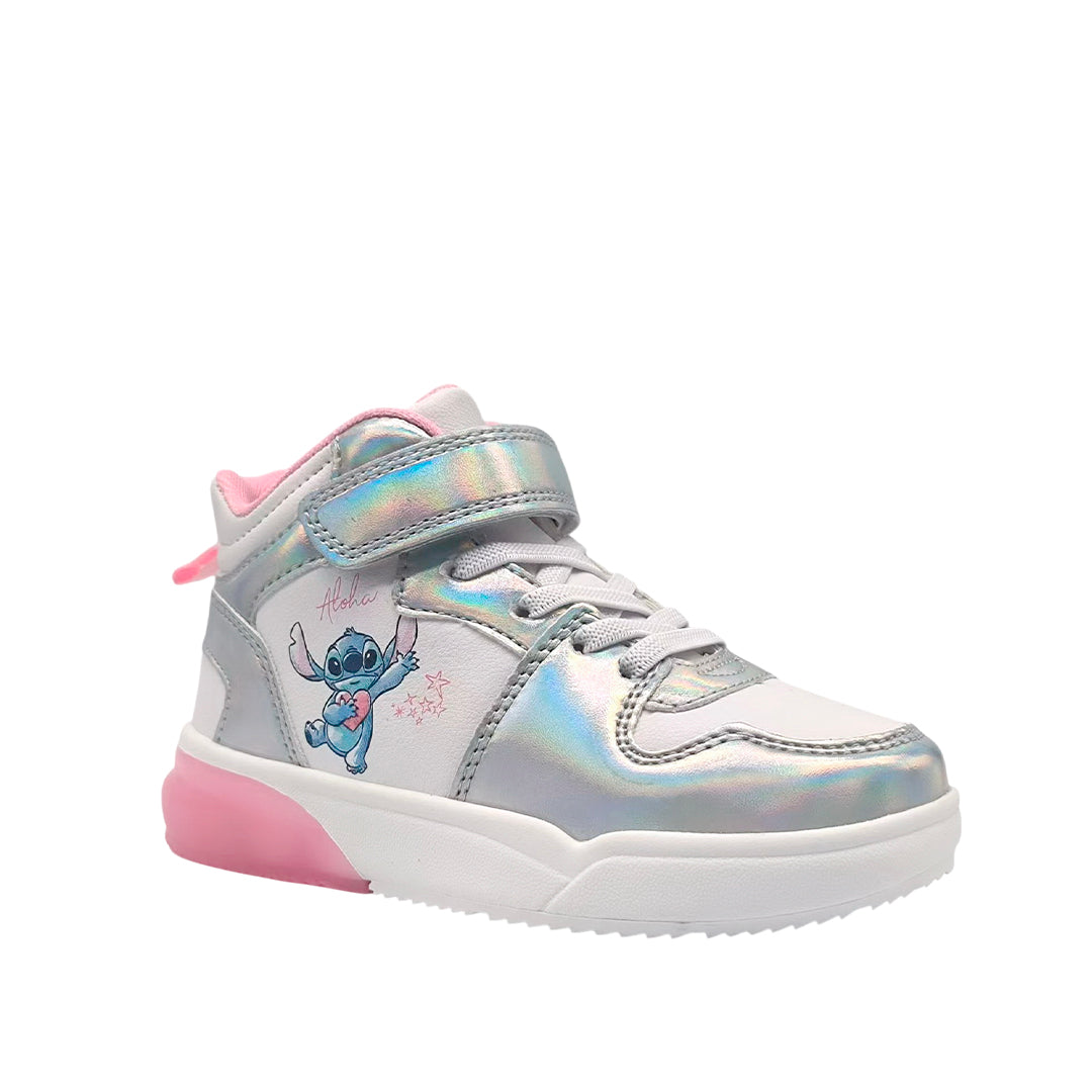 Sneakers tipo botín Stitch para niña color blanco