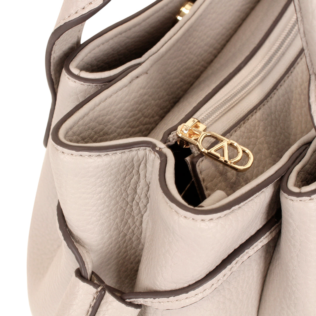 Cartera satchel Kimber para mujer color gris