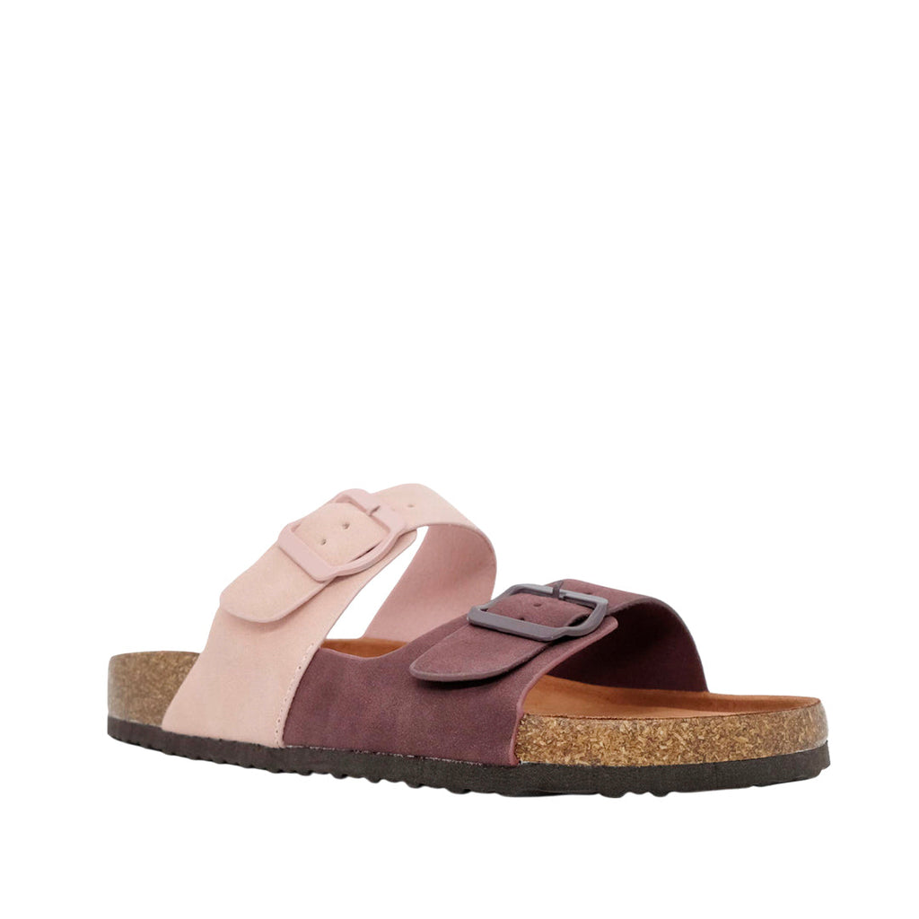 Sandalias flats Mirka para mujer color café y rosado