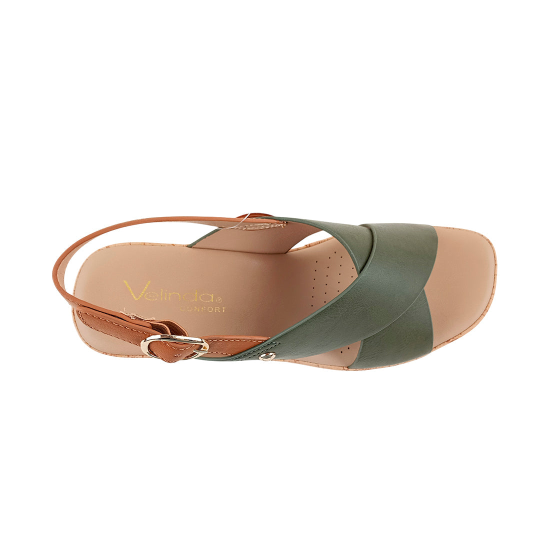 Sandalias de cuña Pamela para mujer color olivo