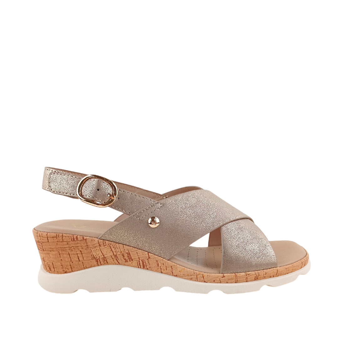 Sandalias de cuña Pamela para mujer color dorado