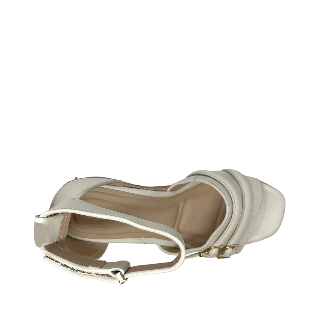 Sandalias de cuña Cleo 2 para mujer color hueso