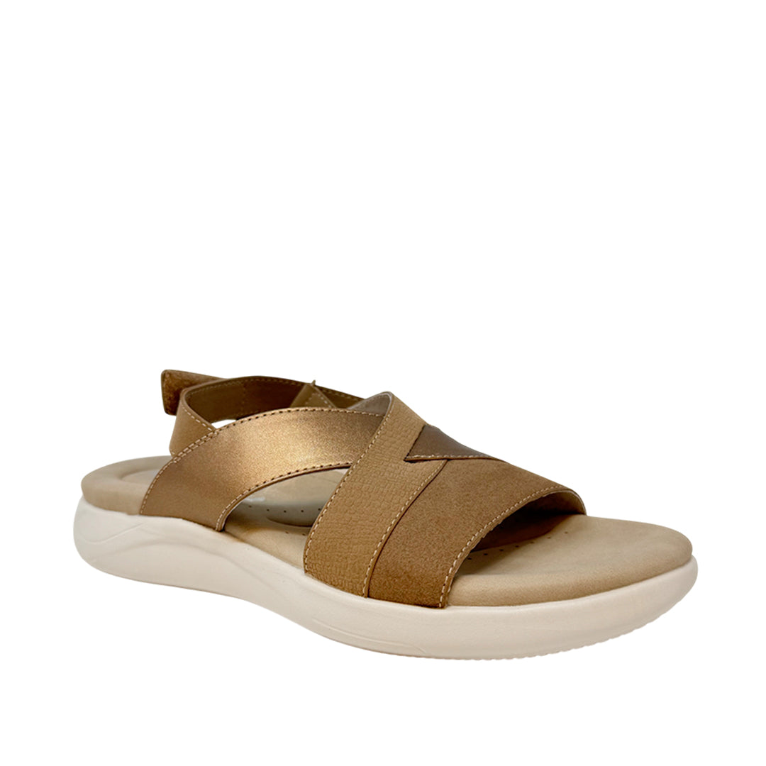 Sandalias flats Denisse 3 para mujer color taupe