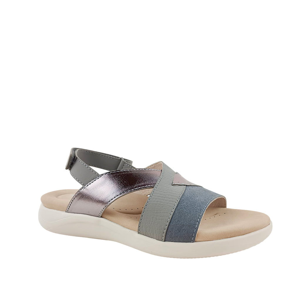 Sandalias flats Denisse 3 para mujer color plateado