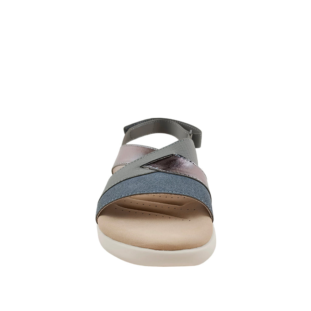 Sandalias flats Denisse 3 para mujer color plateado