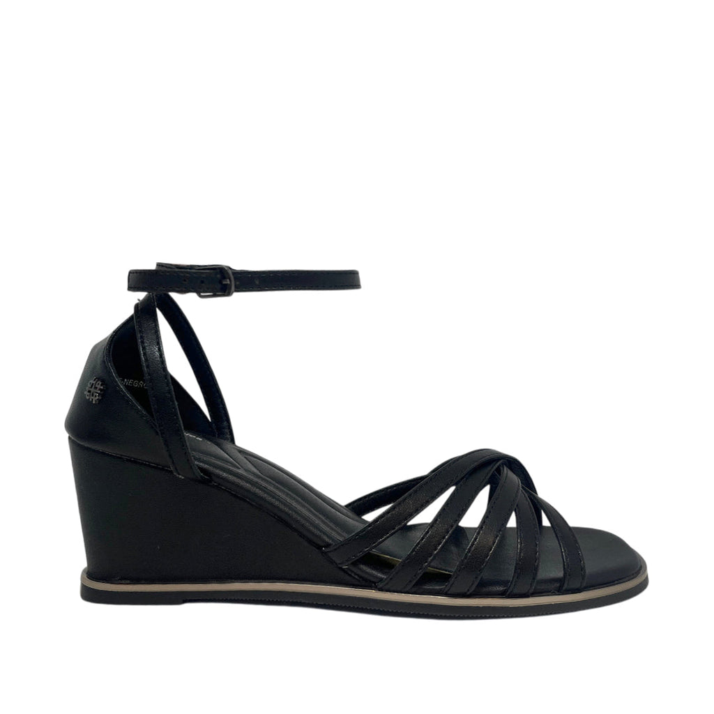 Sandalias de cuña Nathy para mujer color negro