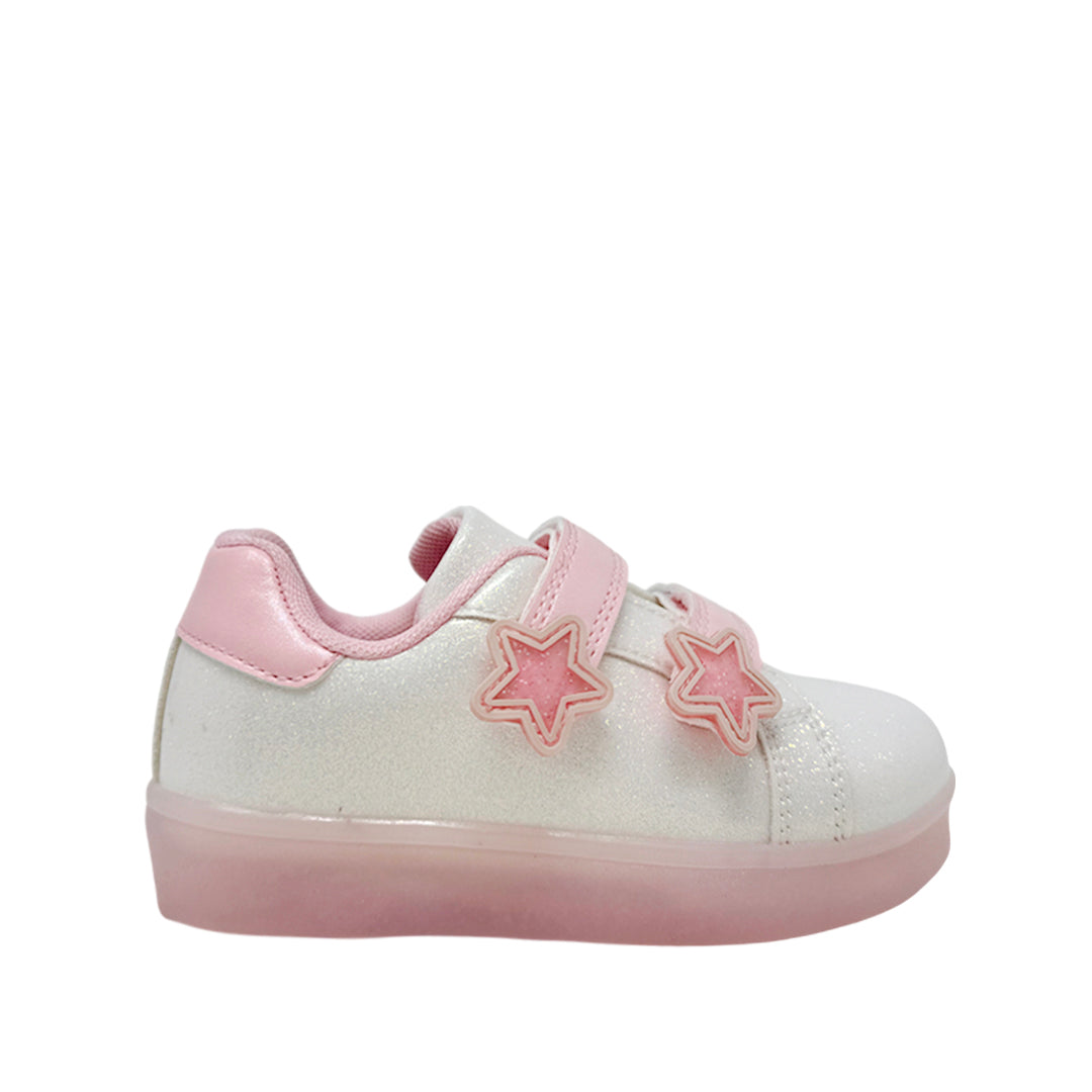 Sneakers con luces Vale para infante color blanco y rosado
