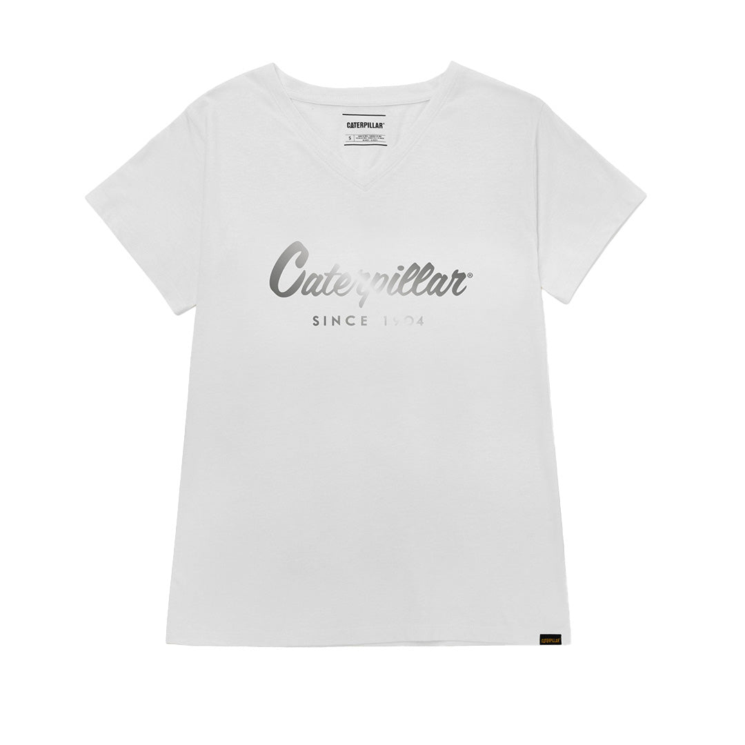 Camiseta Metallic V-Neck para mujer color blanco