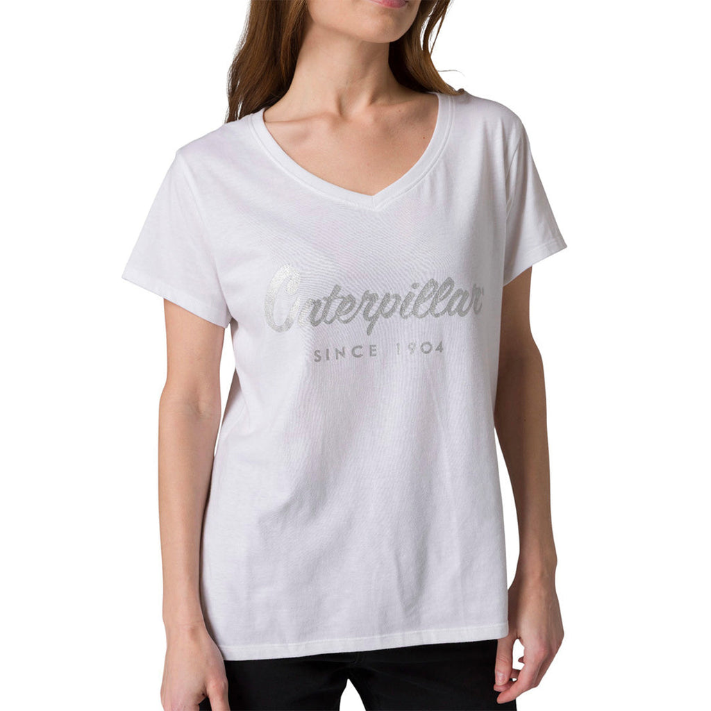 Camiseta Metallic V-Neck para mujer color blanco