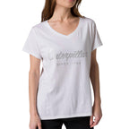 Camiseta Metallic V-Neck para mujer color blanco