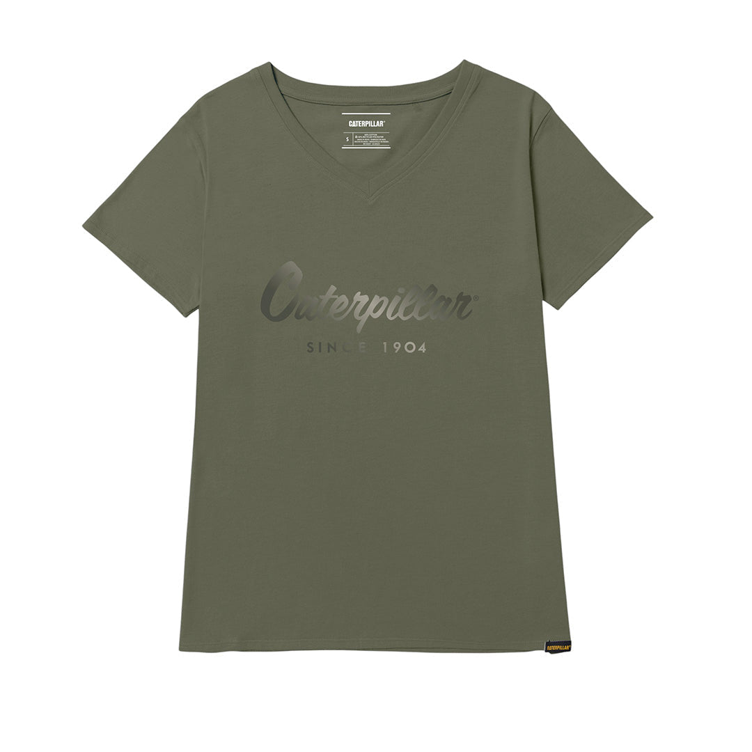 Camiseta Metallic V-Neck para mujer color olivo