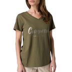 Camiseta Metallic V-Neck para mujer color olivo