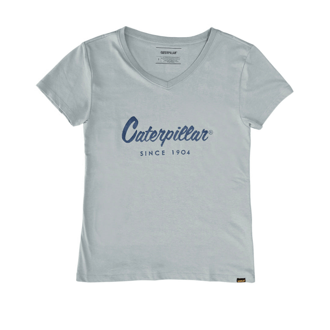 Camiseta Metallic V-Neck para mujer color celeste