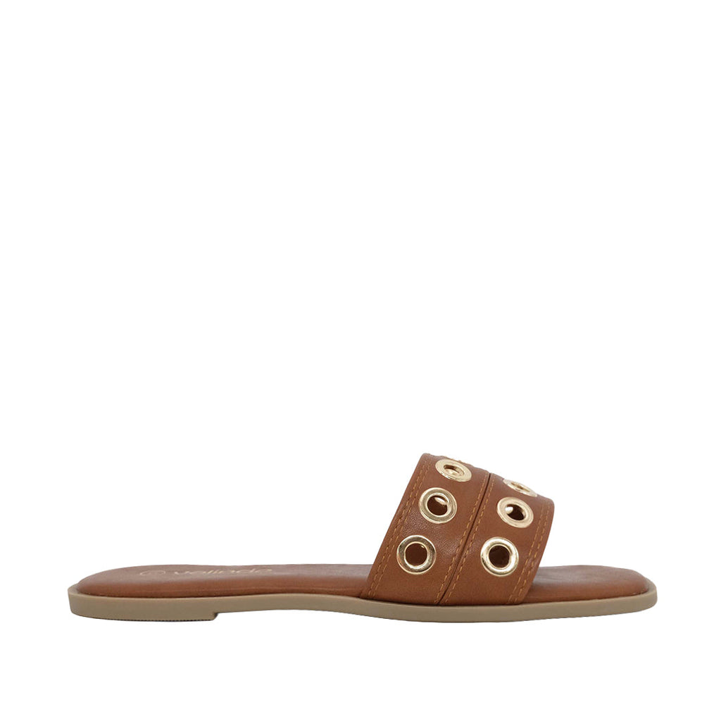 Sandalias flats Mariana para mujer color café