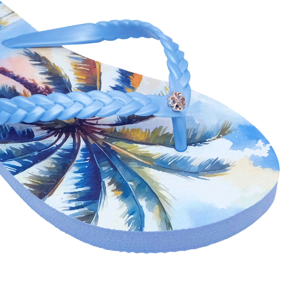 Sandalias Flats Karina para mujer color celeste