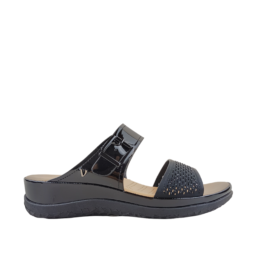 Sandalias flats Gladys para mujer color negro