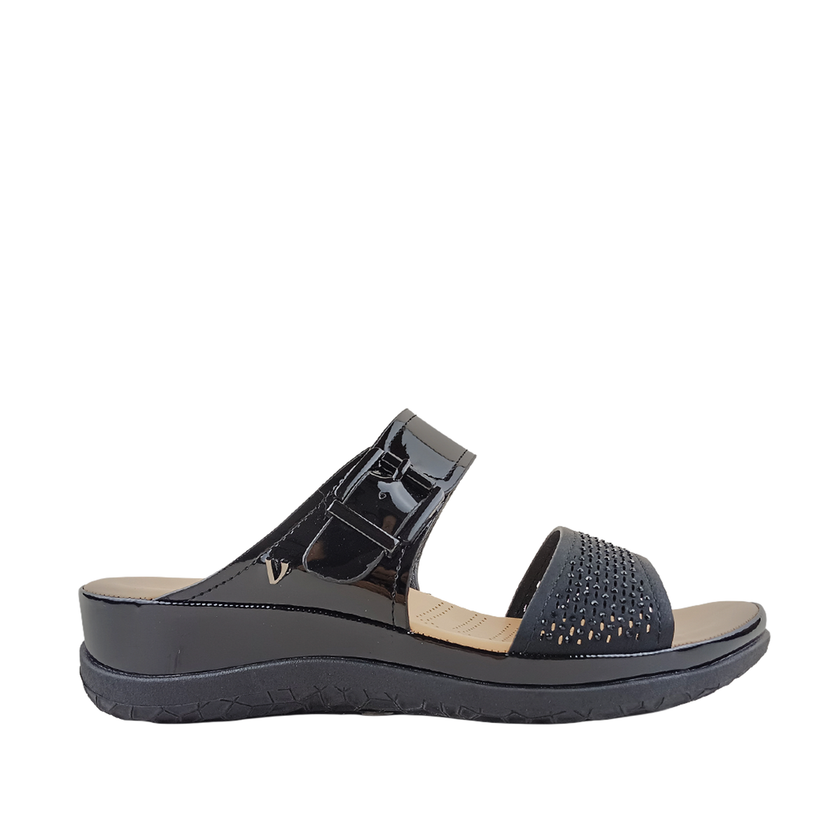 Sandalias flats Gladys para mujer color negro