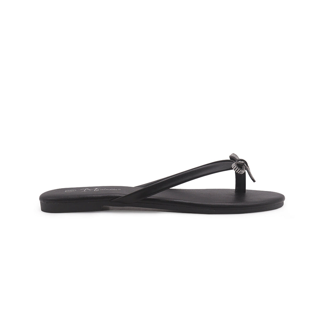 Sandalias Flat Karen Bow negro para Mujer