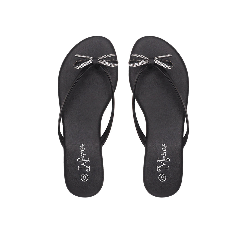 Sandalias Flat Karen Bow negro para Mujer
