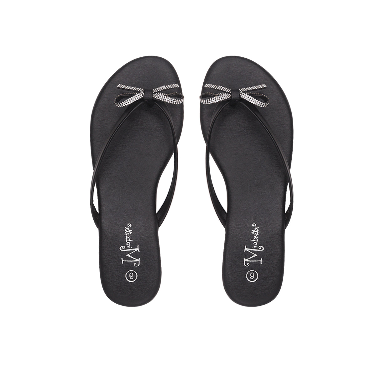 Sandalias Flat Karen Bow negro para Mujer